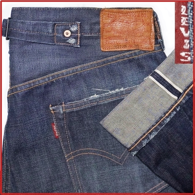 即決★日本製/Levi's★メンズW36 実寸≒84㎝ リーバイス501-XX 37501 ビンテージ復刻ジーンズ インディゴ 赤耳 BIGE セルビッチ ジーンズ