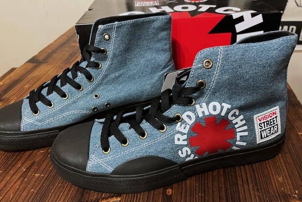 EX-14★レアサイズ大放出!! 新品未使用 デッドストック RED HOT CHILI PEPPERS × VISION ハイカットスニーカー デニムカラー US10 28.0cm