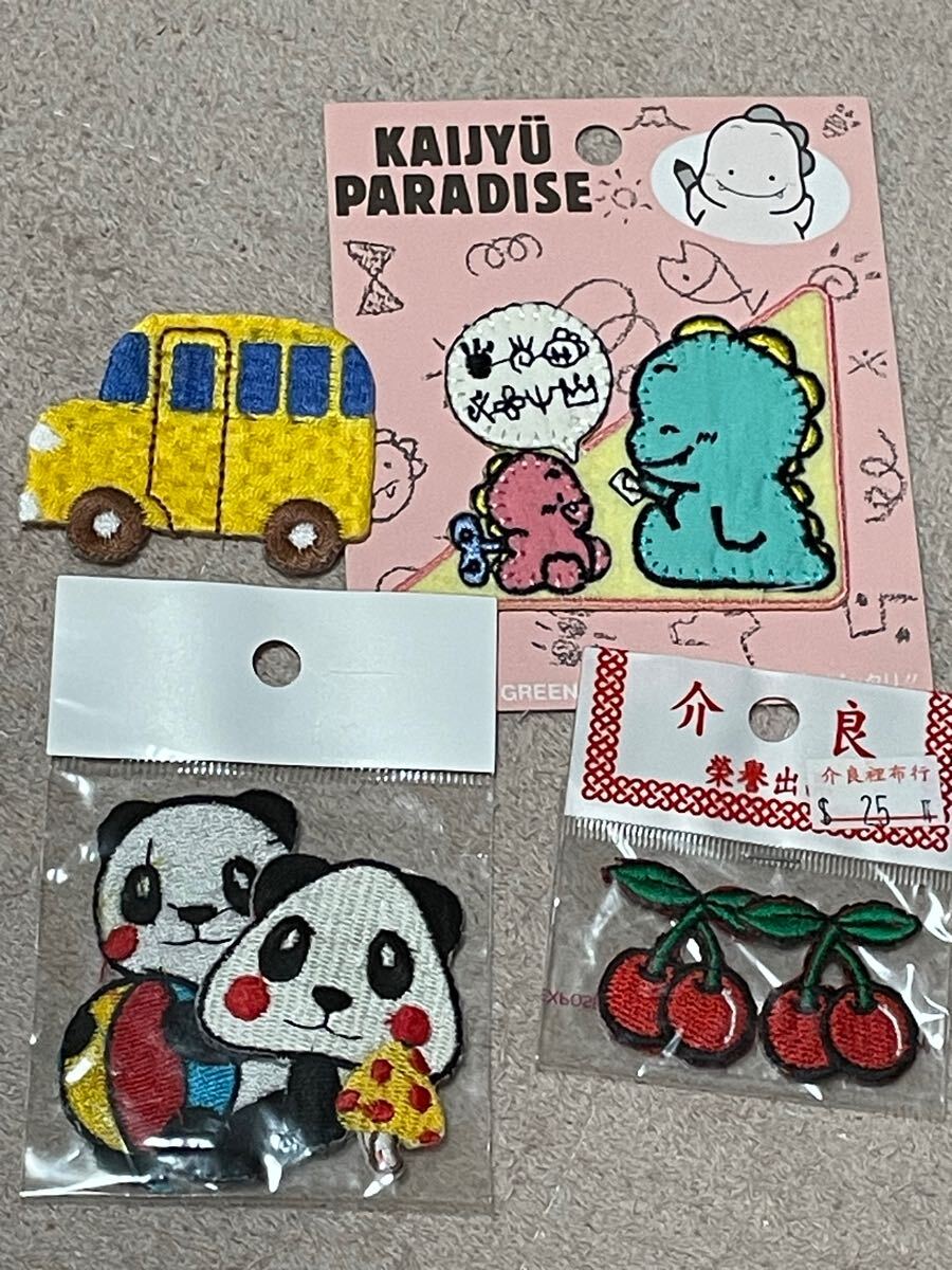 アイロンワッペン ワッペン アップリケ パンダ さくらんぼ チェリー くるま 車 かいじゅう パラダイス 恐竜