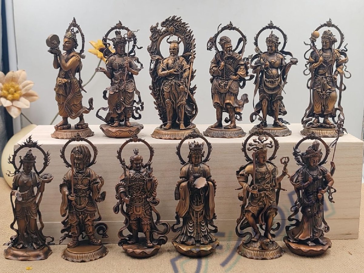 PH-385 仏像 十二天立像 16cm 真鍮製 12 体セット (古色)