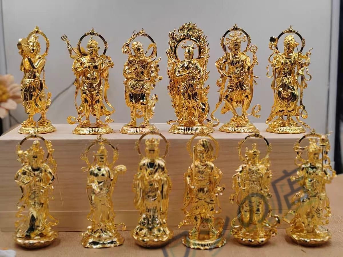 PH-386 仏像 十二天立像 16cm 真鍮製 12 体セット (金色)