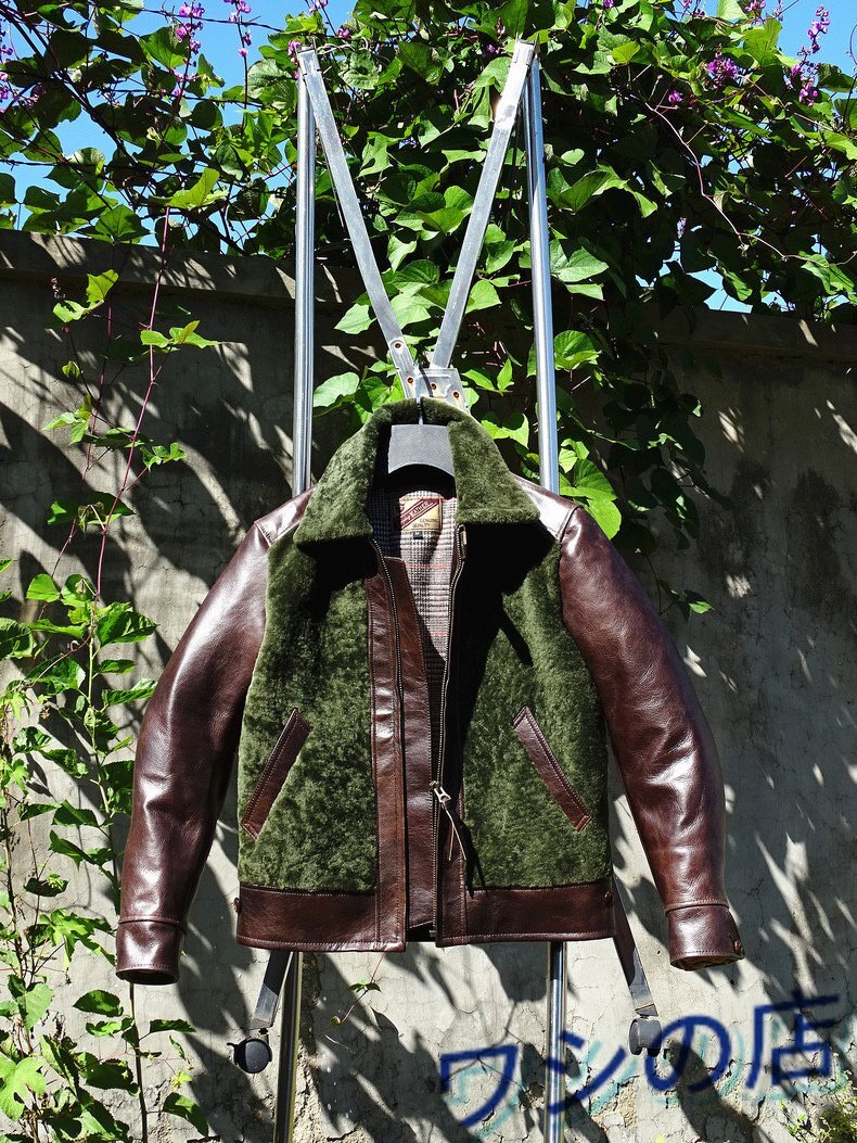 PH-2096 襟元ムートン付き 熊ジャン☆ジャケット S～4XL 完璧なヴィンテージ復刻ののクオリティー☆カウレザー ブルゾン ライダース