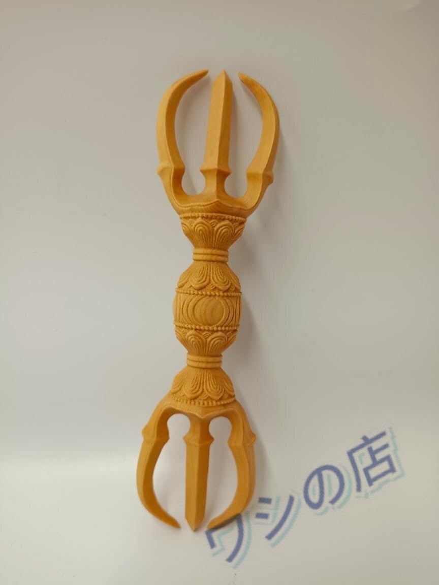 PH-359木彫仏具【三鈷杵】法器 長さ15cm ◆密教で使われる仏具・密教法具・寺院仏具・手道具・金剛杵