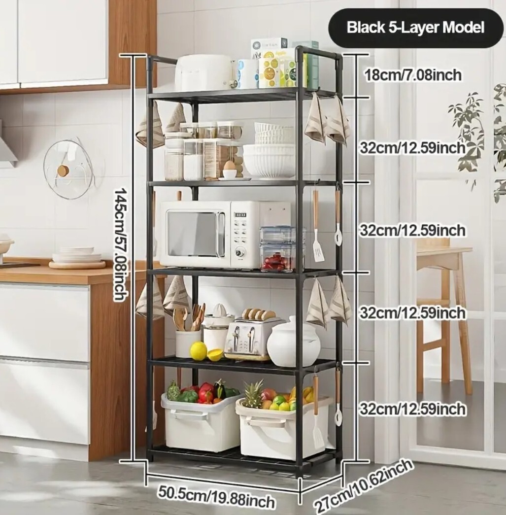 【新品未使用】食器棚 レンジボード スリム おしゃれ レンジラック レンジ台 キッチンラック オープンラック 省スペース 5段 キッチン収納