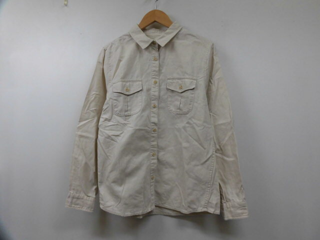 Ungrid アングリッド 111510438201 麻混 長袖シャツ 胸ポケット 無地 シンプル トップス 麻55％ ベージュ レディース フリーサイズ