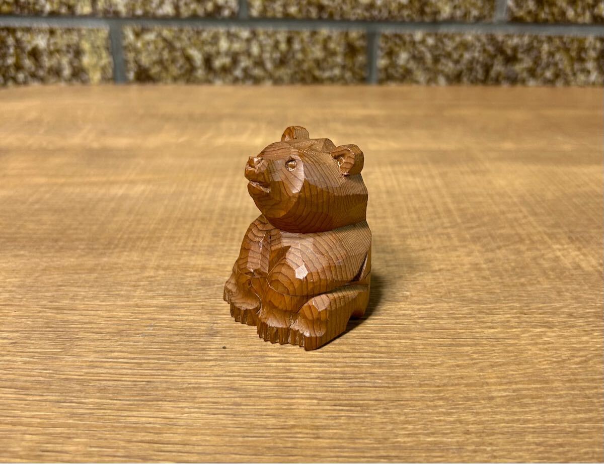 熊 香合 オンコ 木彫りの熊 北海道 茶道具 美術工芸品 吉祥会 くま 昭和レトロ 民芸品 置物 骨董 彫刻 農民美術 木製