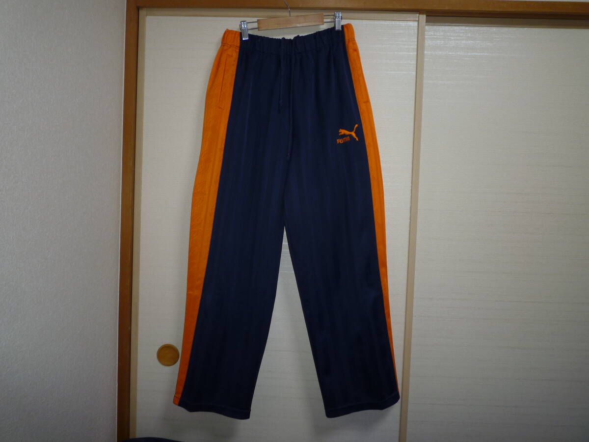プーマ シャドーストライプジャージパンツ 紺×橙 Lサイズ