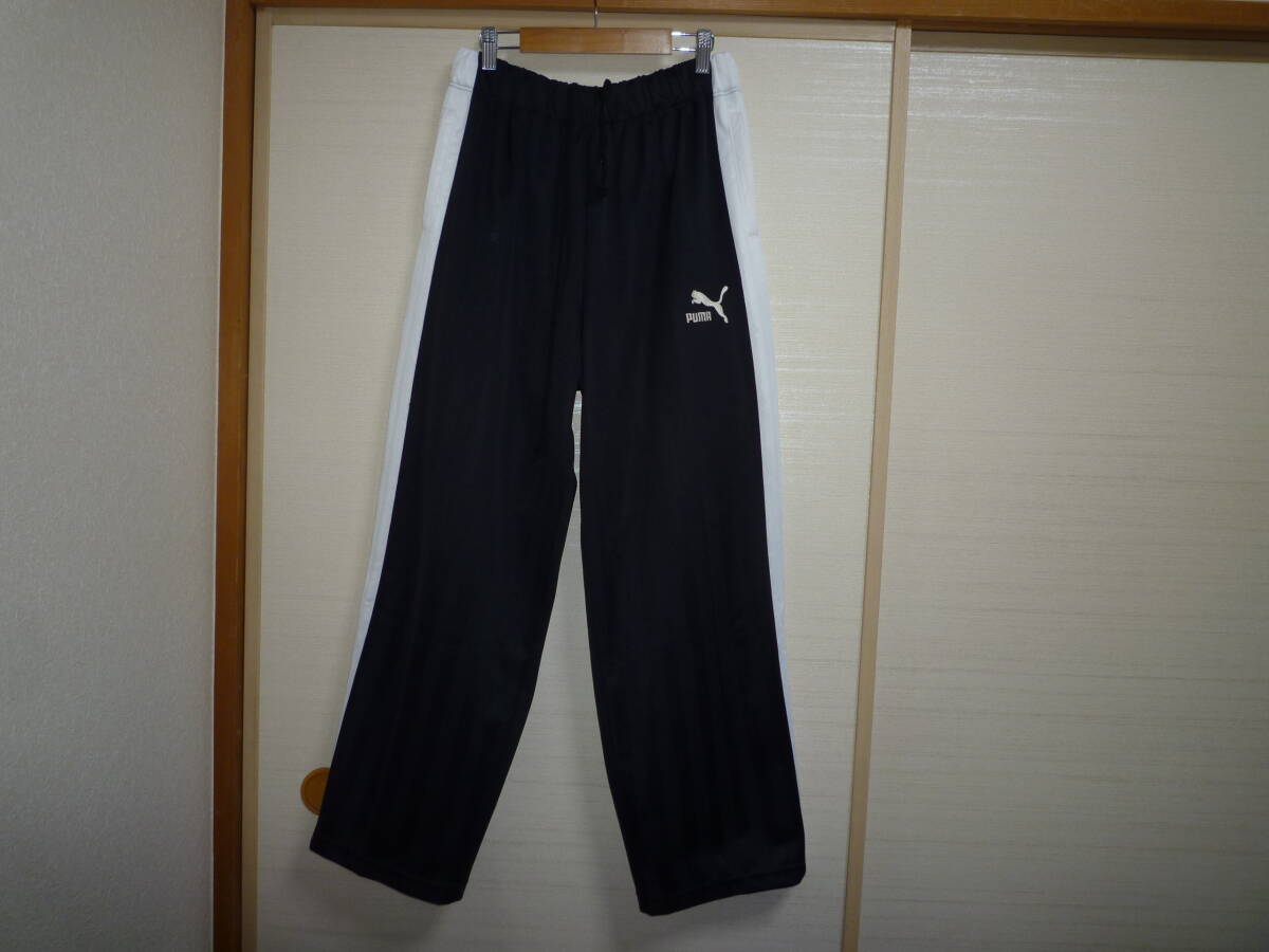 プーマ シャドーストライプジャージパンツ 黒×白 Lサイズ
