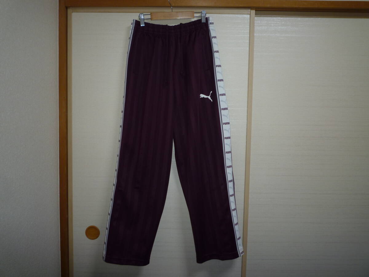 プーマ シャドーストライプジャージパンツ 臙脂×白　 Lサイズ