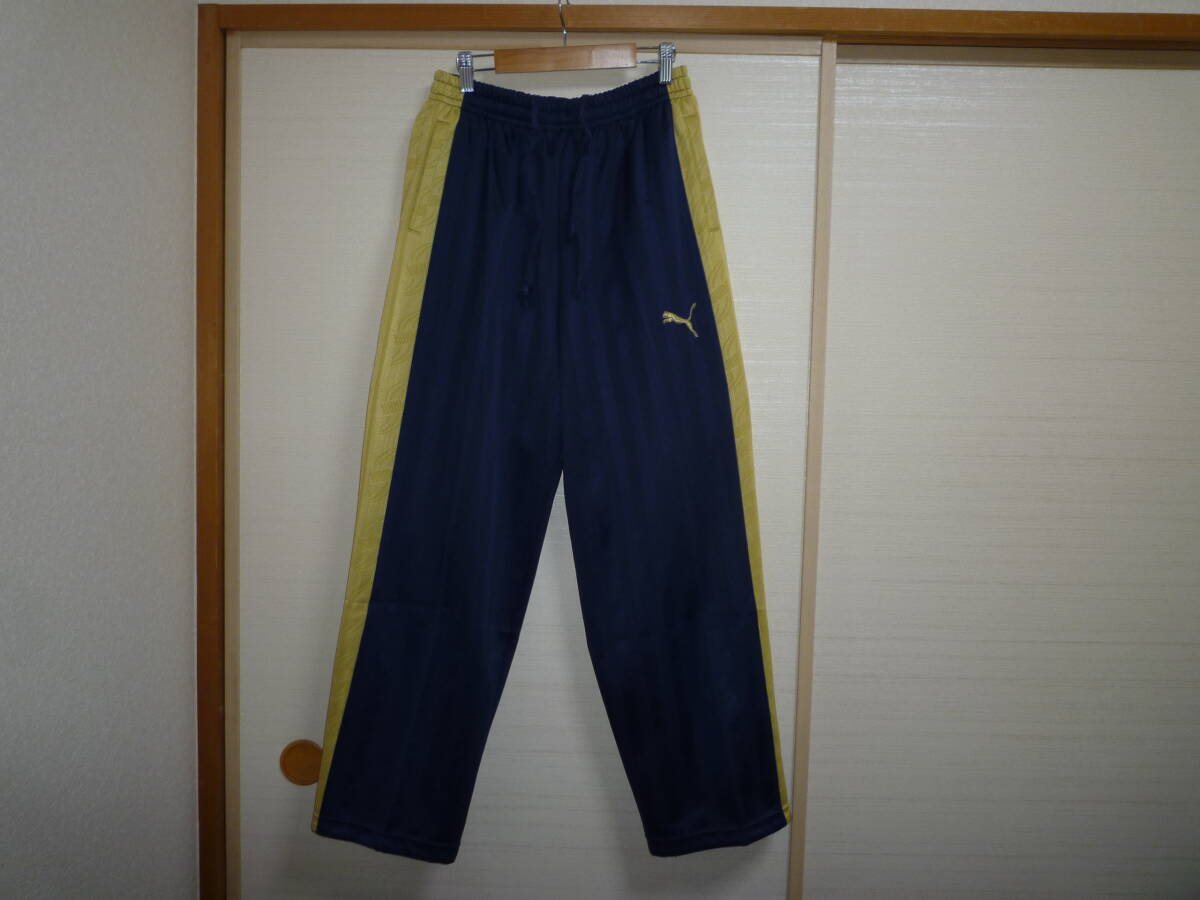 プーマ シャドーストライプジャージパンツ 紺×金 Lサイズ 