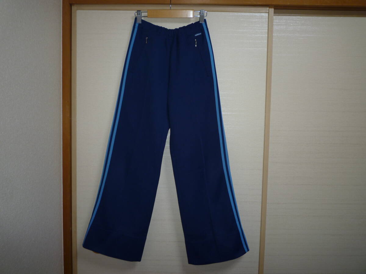 アディダス 80’ｓ ビンテージジャージパンツ 紺×水色 Mサイズ デサント製