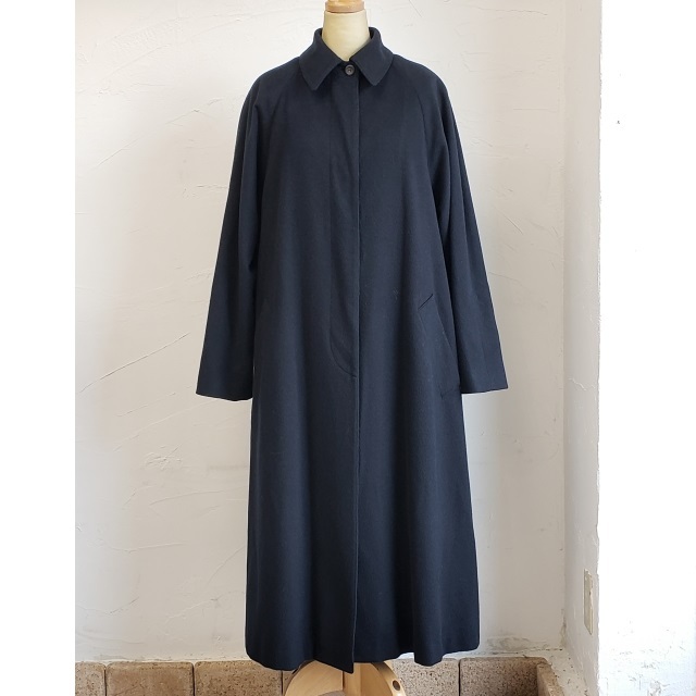 アニオナ AGNONA カシミヤ ロングコート イタリア製 ダークネイビー インナー付 ステンカラーコート バルマカーンコート