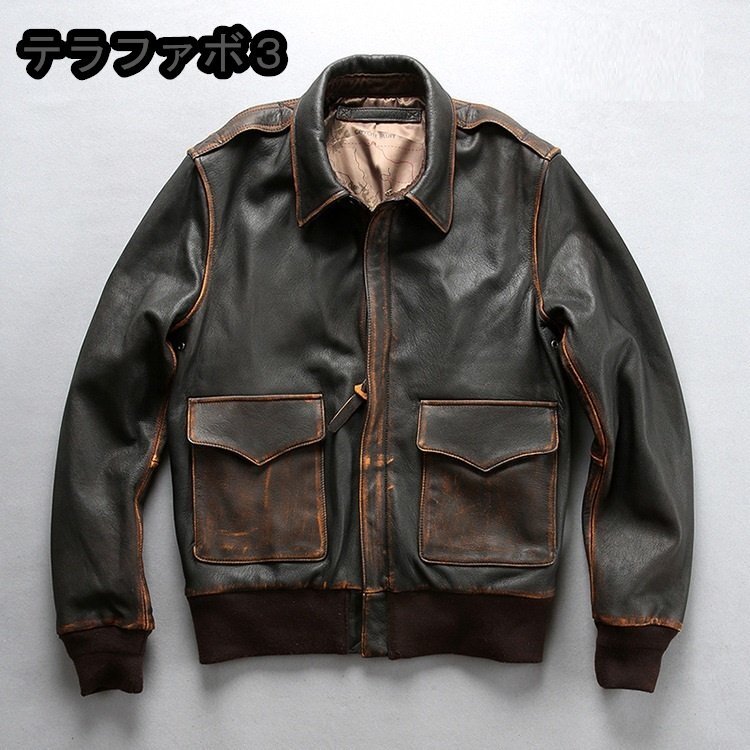 上品 A2 フライトジャケット メンズ ミリタリージャケット 空軍 カジュアル 羊革　ユーズド加工　本革 革ジャン S～2XL