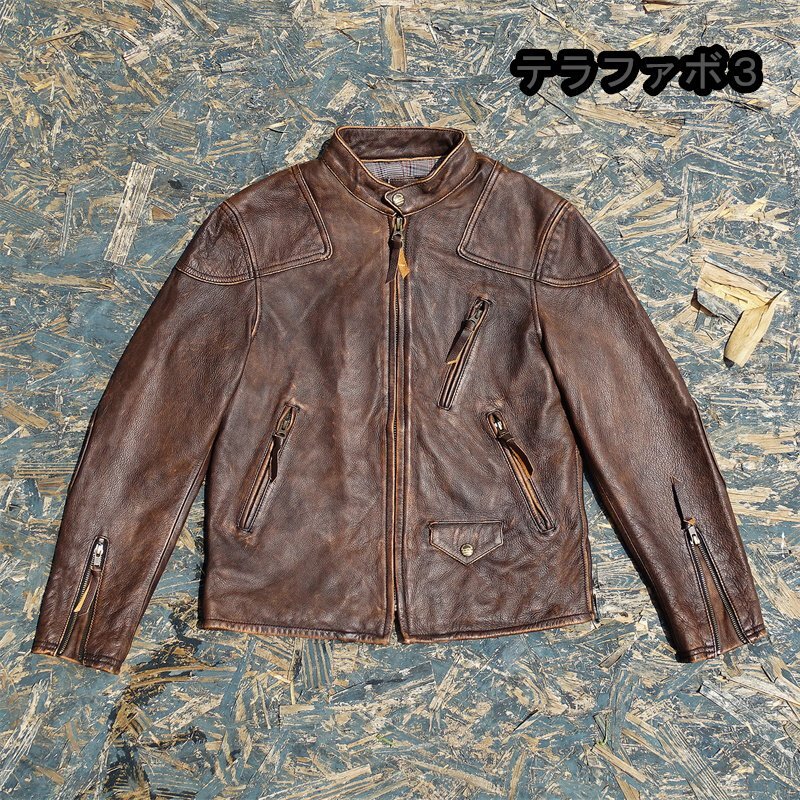 上品　メンズジャケットユーズド加工　アメカジ　牛革 本革ジャケット ブルゾン オイルレザー Ｓ～5ＸＬ　ブラウン