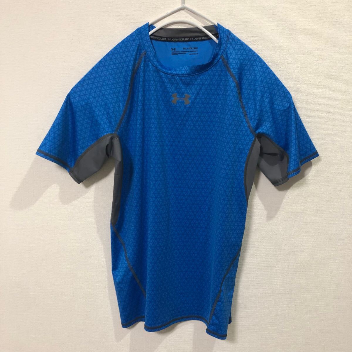 ★ アンダーアーマー UNDER ARMOUR 2XLサイズ メンズ フィットネス 半袖 コンプレッション インナー 1257477 ヒートギア ブルー系