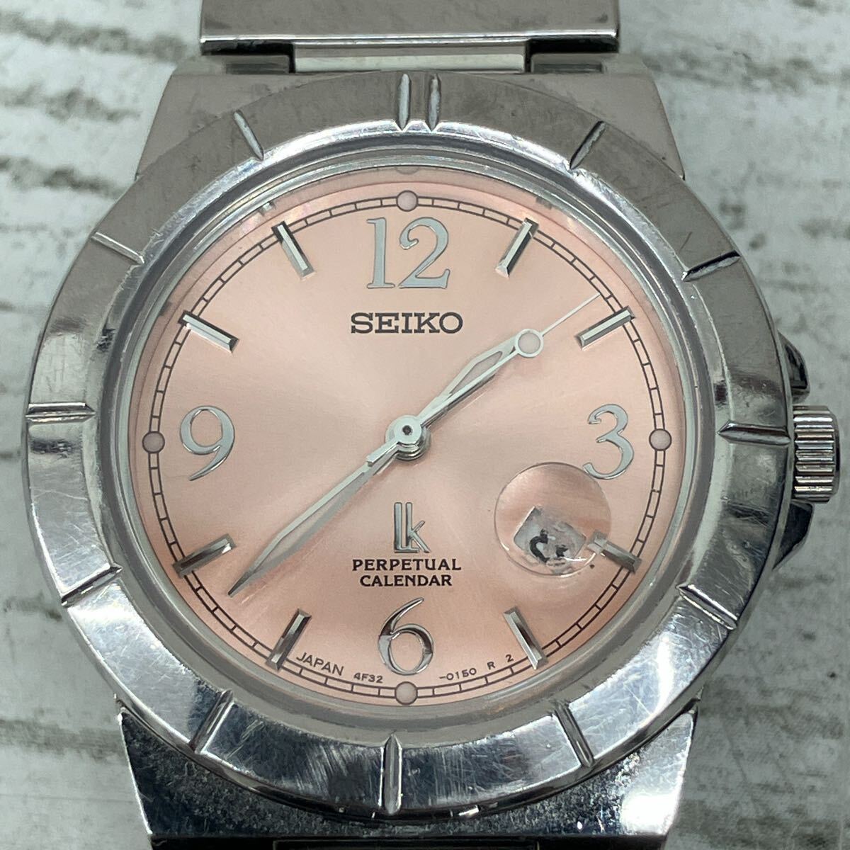 セイコー SEIKO 腕時計 クオーツ ラウンド ルキア LUKIA シルバーカラー ピンク系 動作確認 クォーツ【6844】