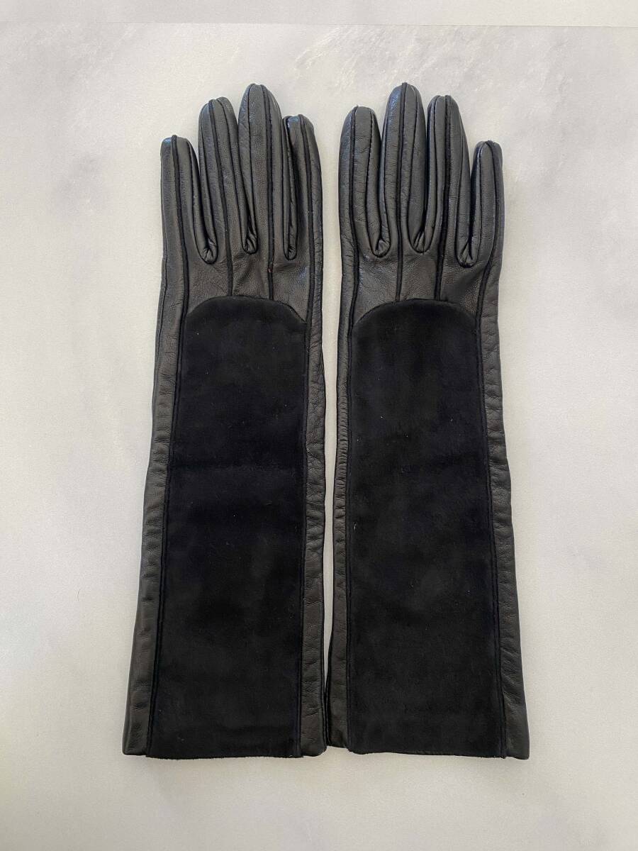 【美品】FRAY I.D フレイ・アイディー　レザーロンググローブ　ブラック　黒革手袋　レディースサイズ　裏地付き