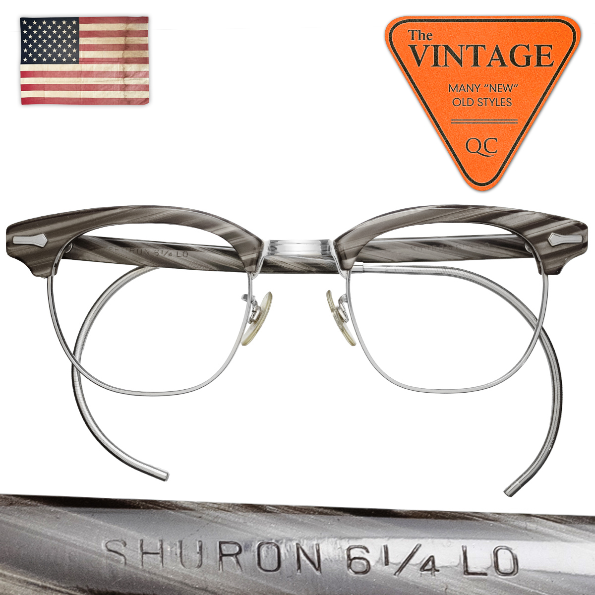 極美品 1950's シュロン ロンサー SHURON USAヴィンテージ グレーウッド 44-22 マルコムX MalcolmX サーモントブロー 眼鏡 サングラス 1445