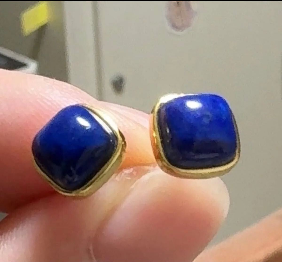 天然石ピアス　青金石8.2mm SV925 アクセサリー イヤリング きれいめ 巾着袋付 プレゼントにも ラピスラズリ