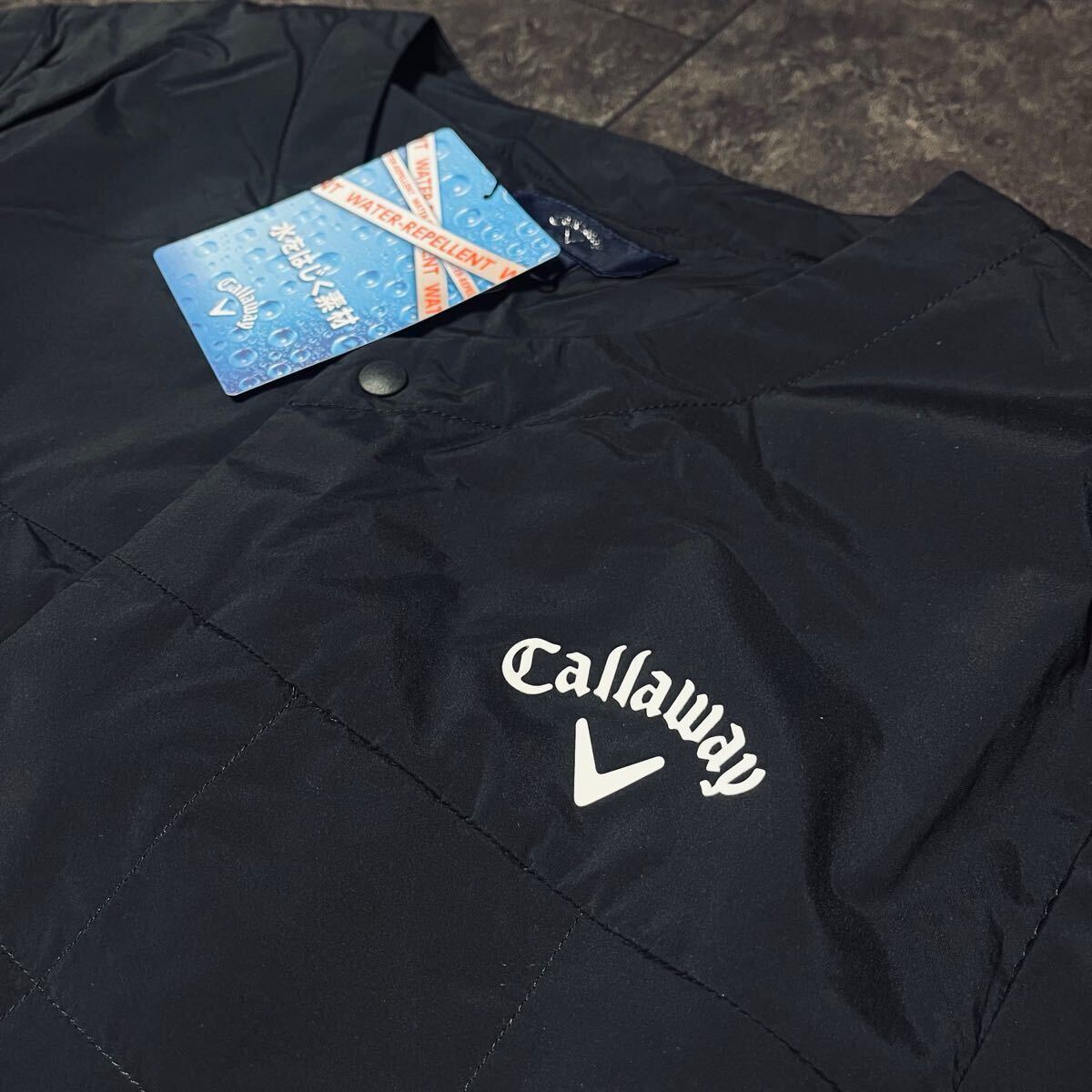 XL/2L/LL/O 定価19,800円 Callaway ストレッチ ナイロンタフタ 撥水 中綿ブルゾン ジャケット 春秋冬 ブラック 黒 新品 送料無料 ブルゾン