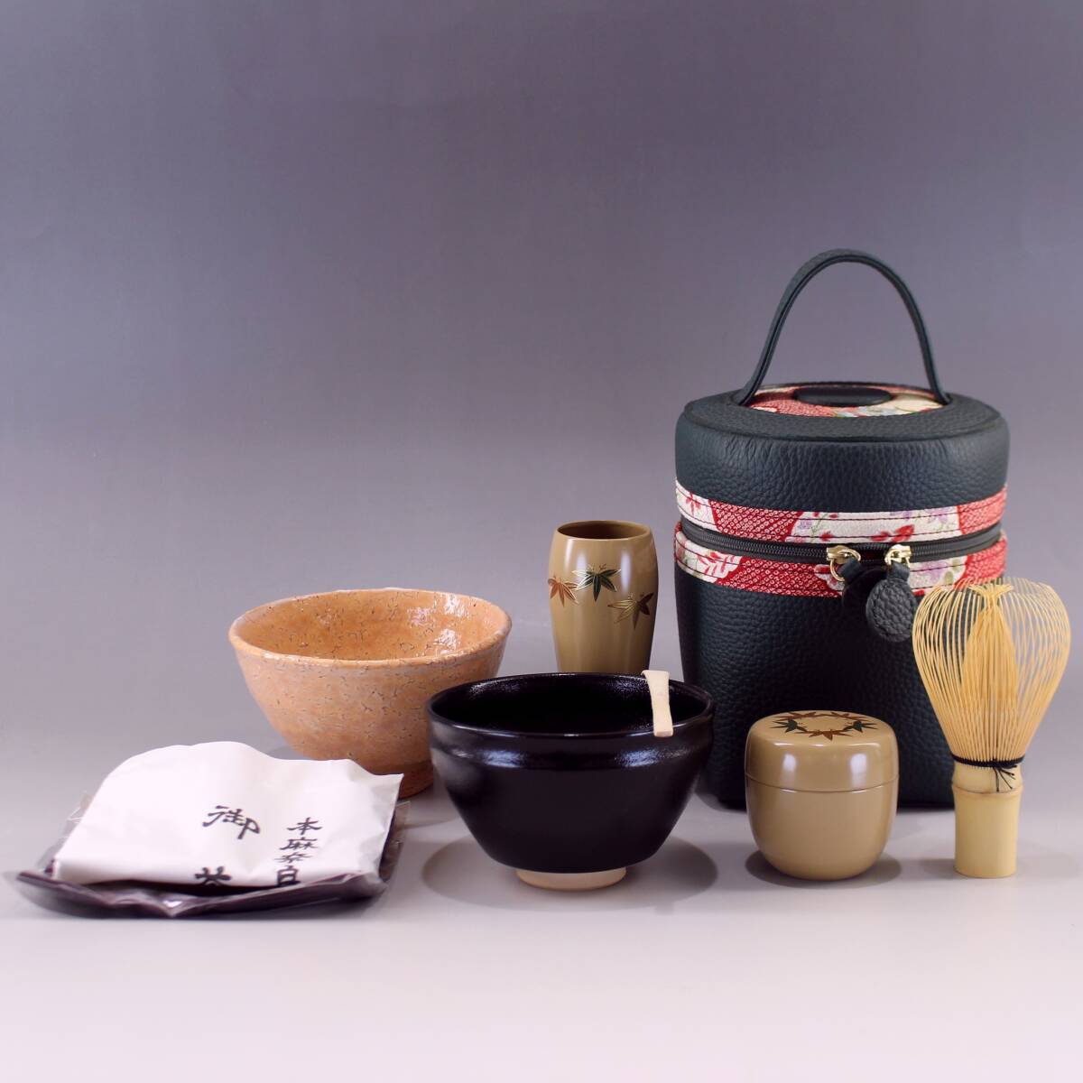 ティーセット バッグ cha 茶 bag 野点 深緑 茶箱 茶籠 茶道具 新品