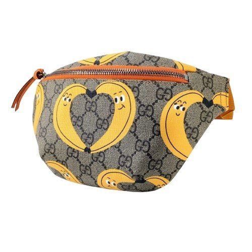 GUCCI グッチ チルドレンズ GGスプリーム ボディバッグ ウエストポーチ バナナ オレンジ レザー 502095
