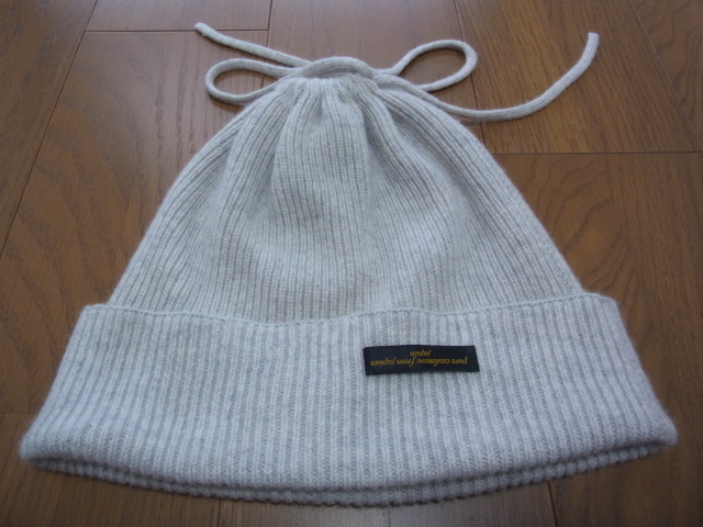 pure cashmere from Jupian カシミア キャップ グレー系 未使用！