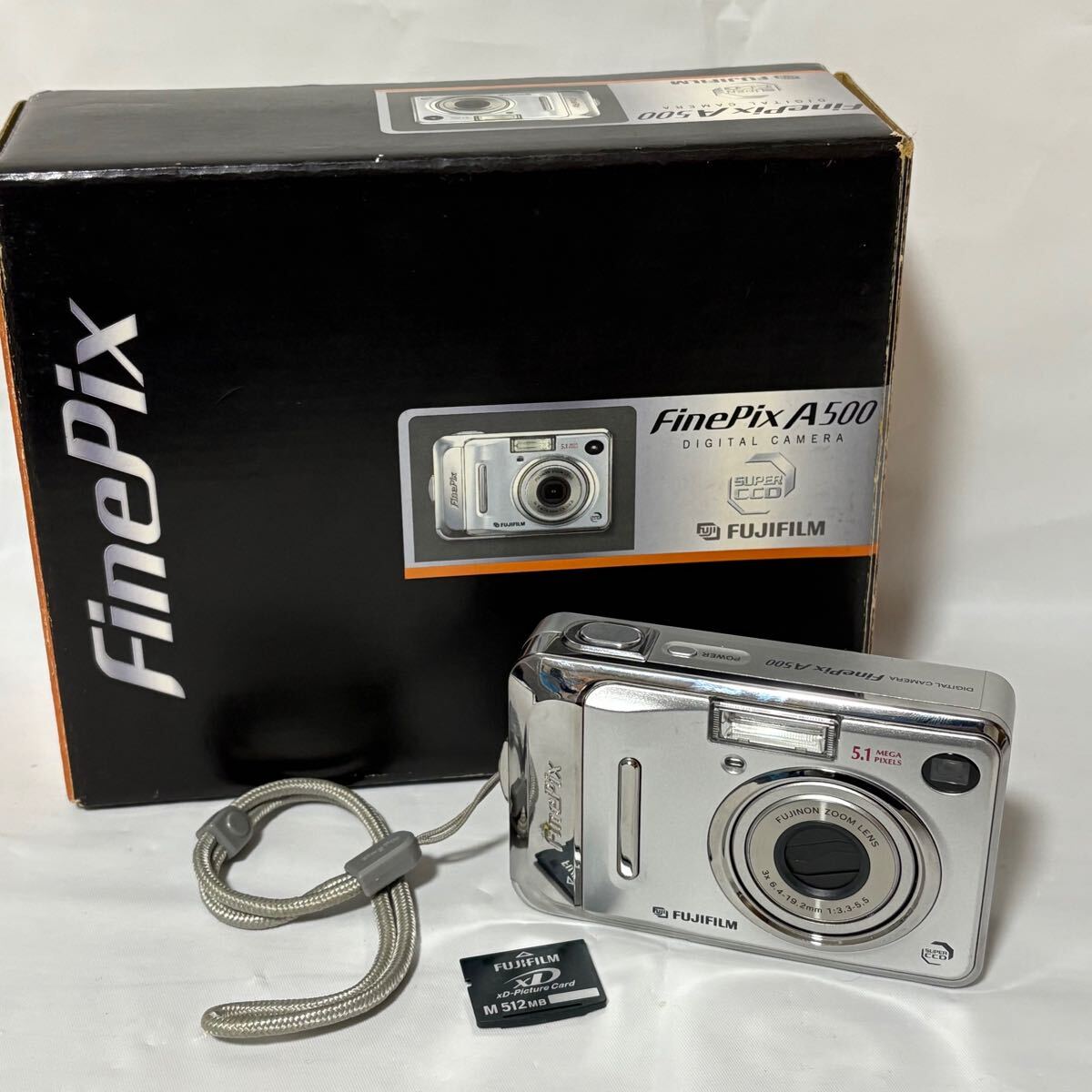 FUJIFILM FinePix A500 コンパクトデジタルカメラ FUJIFILM xDピクチャーカード 512MB 単三電池　シャッターフラッシュok 動作品
