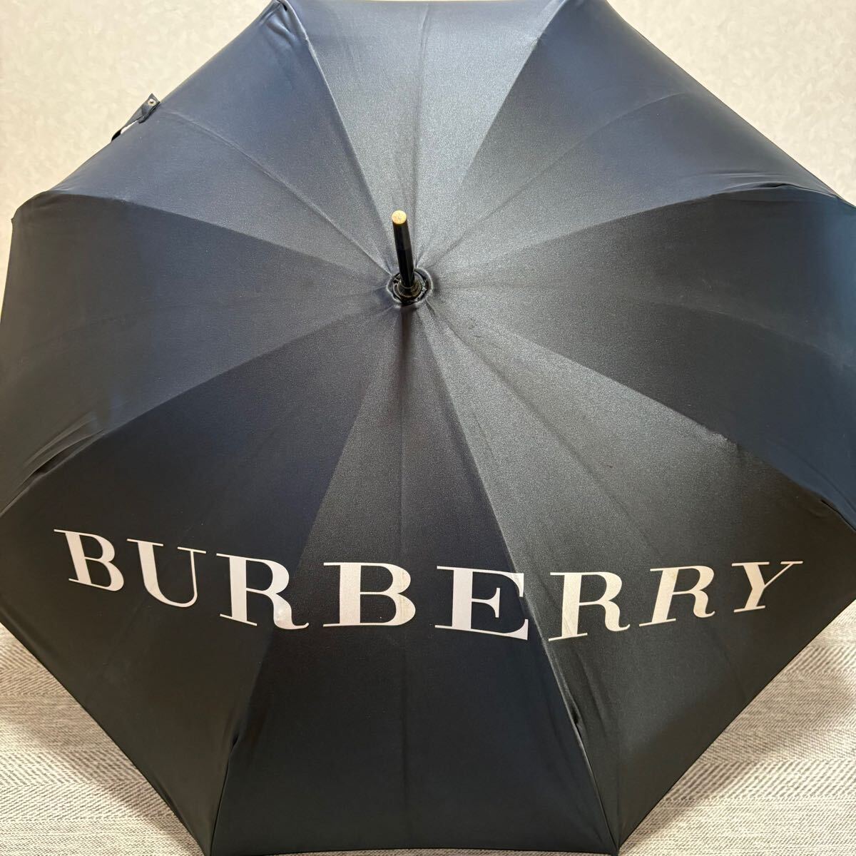 BURBERRY バーバリー　デカロゴ文字ロゴ　晴雨兼用パラソル　長傘　ブラック　レアデザイン　正規品