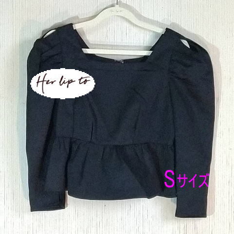 【タグ付き】Volume Sleeve Jacquard Top ブラウス　black　タックデザイン　長袖　Her lip to　Sサイズ