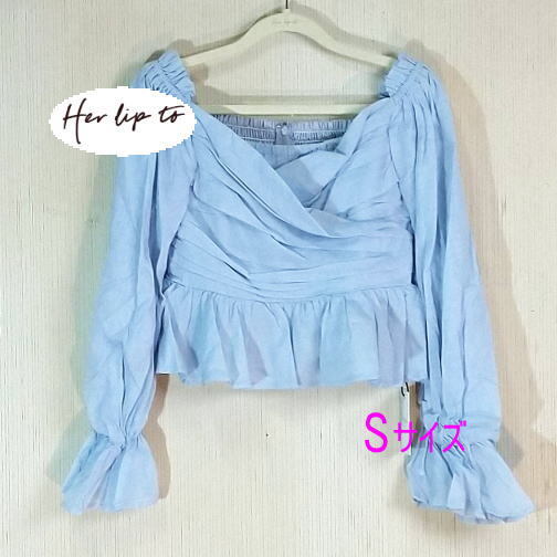 【タグ付き】2Way Cache-Coeur Blouse ブラウス　sky　シャ－リングデザイン　長袖　Her lip to