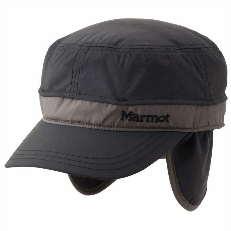 ★Marmot マーモット ワークキャップ トレッキング アウトドア ブラック L 59cm 耳付き サイズ調整 2WAY 帽子 イヤーウォーマー