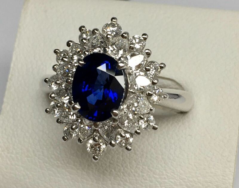 ◆【GIA鑑別付】 綺麗 天然ロイヤルブルーサファイア 1.70ct ダイヤモンド 高級リング D1.25ct/Pt900 Sapphire ring◆
