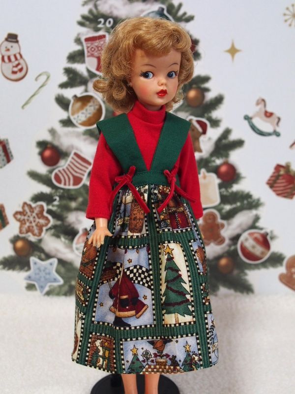 Doll Dressing♪ハンドメイド タミーちゃんサイズお洋服セット人形アウトフィット/ドレス/クリスマス衣装/ニット/スカート/ドール服/レトロ
