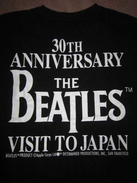 激安 即決！ 超レア！日本製 THE BEATLES 30TH ANNIVERSARY VISIT TO JAPAN ビートルズ Vネック ロンT 黒 長袖Tシャツ