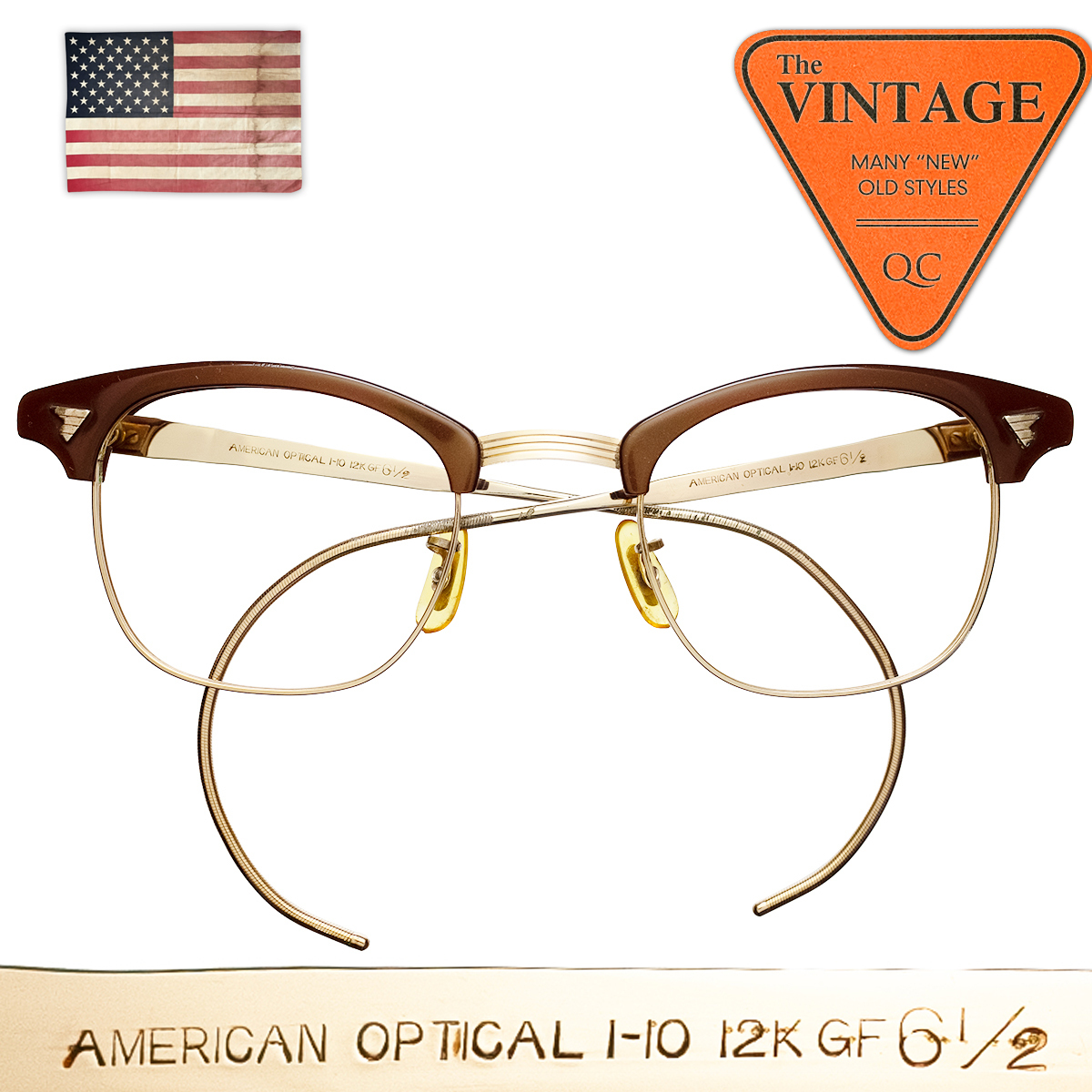美品 1960's AOアメリカンオプティカル USAヴィンテージ マルコムX MalcolmX サーモント ブロー 眼鏡 48-24 American Optical サングラス40