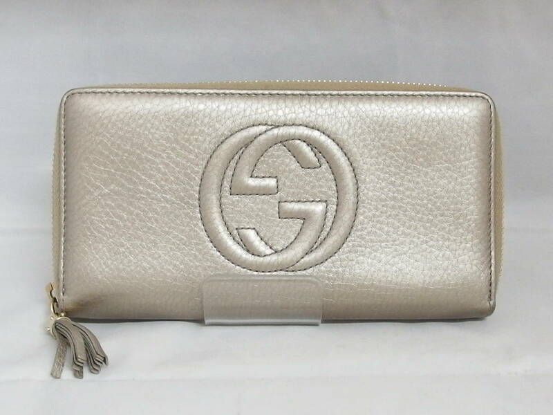 GUCCI グッチ インターロッキングG 308004 メタリックゴールド 長財布　/B4561