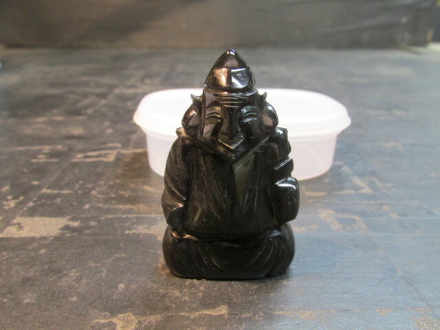 ブラックアニキス恵比寿天彫刻守り神　七福神　宝石　プラスチック容器