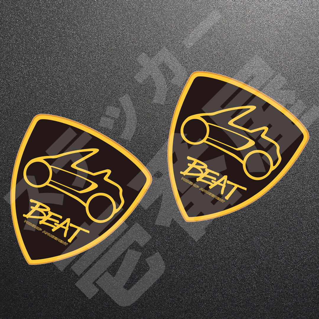 新品・未使用☆ホンダ ビート PP1 フェンダーエンブレム ステッカー “ ビートイラスト BK ” 左右セット(2枚)　HONDA BEAT 新品|送料無料