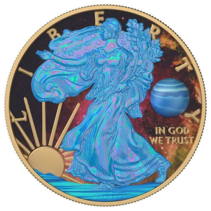 アメリカ　2019年　銀貨　$1　Eagle Astronomy - Neptun　@2-19
