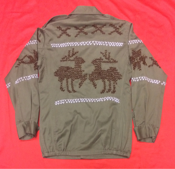 実物★80sフランス軍・フレンチアーミー　希少サイズ88M　MOSTANG RANCH刺繍リメイク×FRANCE ARMY F-2ジャケット ビンテージ VTG/M47M52