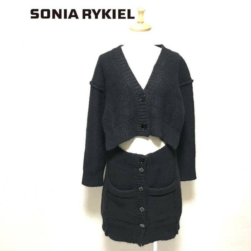 美品 イタリア製 ソニアリキエル ニット ワンピ SONIA RYKIEL ブラック黒 1912-12