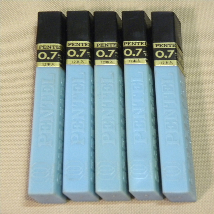 【未使用 新品】ぺんてる シャープペンシル 替芯 HB 0.7mm 12本入り 5個セット ( 昔の ビンテージ 昭和レトロ 文具 シャーペン )