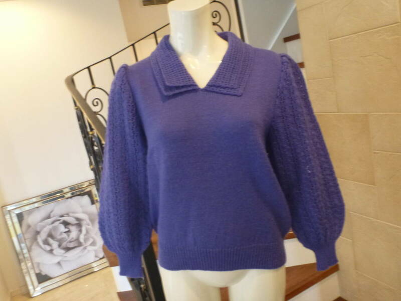美品 紫パープル　長袖セーター　Ｌ相当