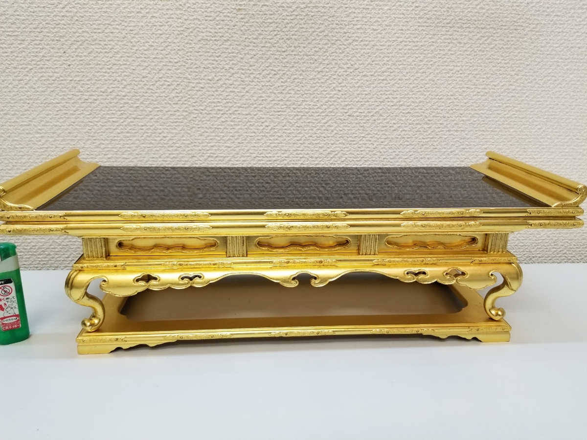 希少　京型須弥卓　前机　猫足　裏金箔　東用　金具打　尺四　42，9㎝　在庫整理　アウトレット　デッドストック　お内仏　仏壇　供養