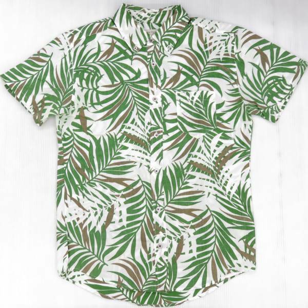 ☆ジャーナルスタンダード 半袖ボタンダウンシャツ BDシャツ ボタニカル 日本製 グリーン 緑色