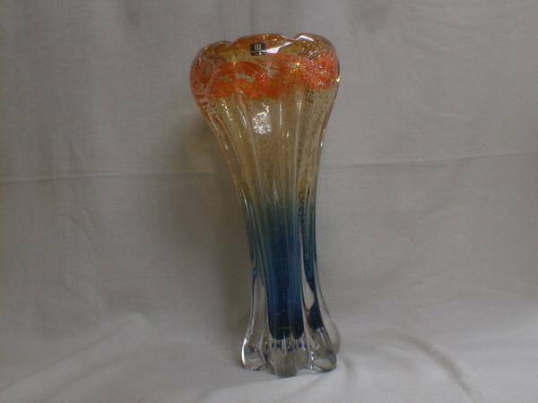 鮮やかマルティグラス 39.5x18.5cm　4.4kg 手作り吹きガラス花瓶