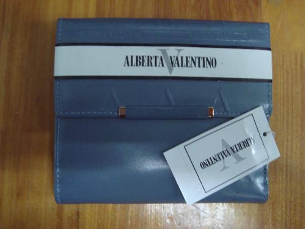 新古品　ALBERTA VALENTINO グレーの二つ折り財布 　F
