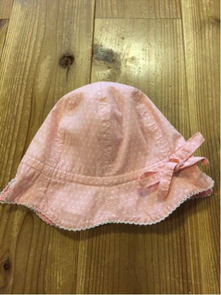 丸高衣料 kids'zoo ベビー用 ドット柄 リボン 帽子 48㎝ ピンク