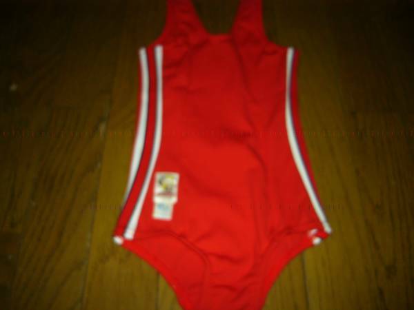 女児　女の子　ユニチカ　ワンピース　水着　プール　赤　可愛いな　110cm　レトロチック　昭和レトロ　タグ付き　未使用